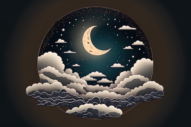 Luna piena e scena nuvolosa