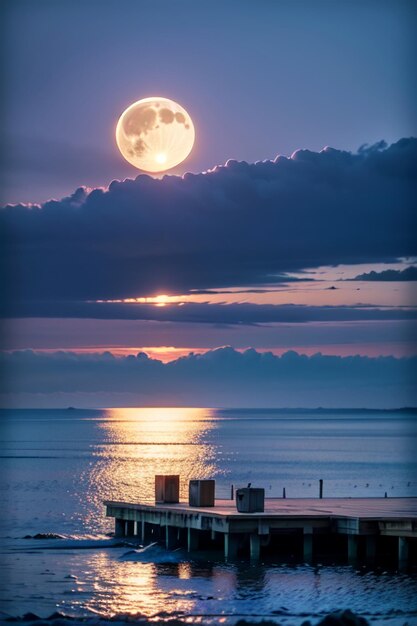 Luna sopra gli sfondi e le immagini dell'oceano