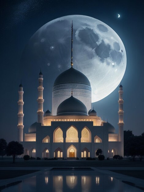 Lune blu a mezzaluna vettoriale Eid Mubarak realistico