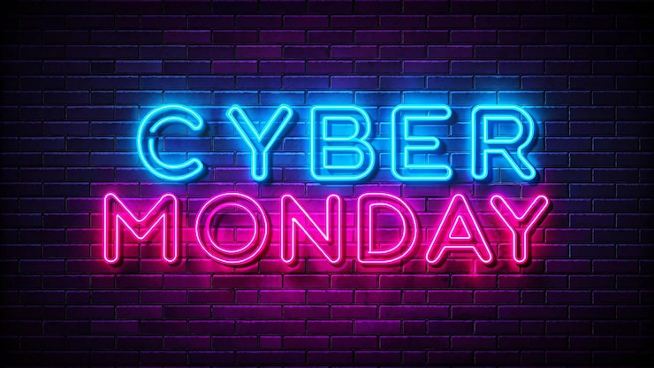 Foto lunedì con l'effetto neon cyber