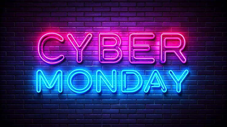 Foto lunedì con l'effetto neon cyber