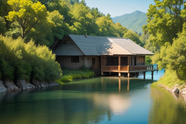 luogo di relax nazionale 5A luogo panoramico montagna verde lago d'acqua dolce verde paesaggio naturale