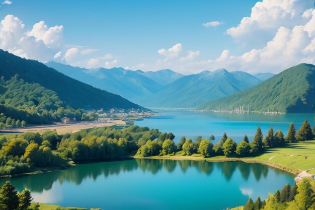 luogo di relax nazionale 5A luogo panoramico montagna verde lago d'acqua dolce verde paesaggio naturale