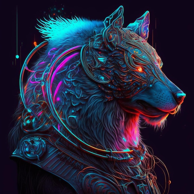 Lupo guerriero cyberpunk