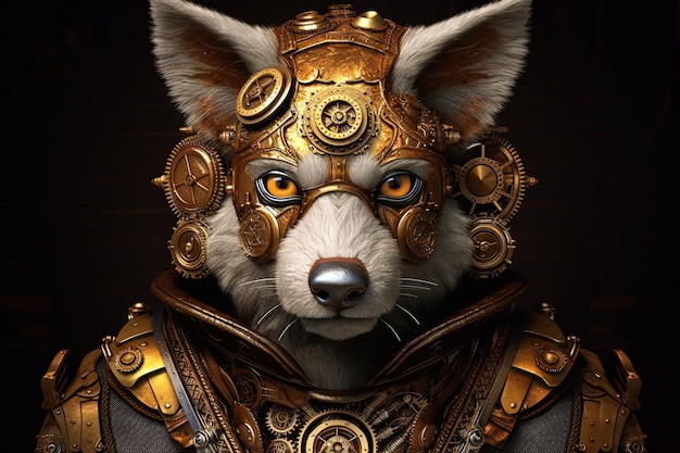 Lupo steampunk animale illustrazione generativa ai