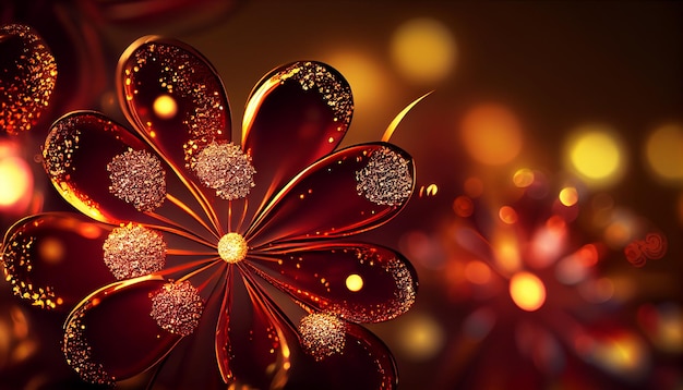Lusso astratto bellissimo fiore di cristallo oro AI generativa