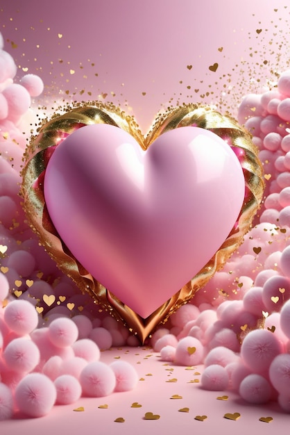 Lussuosa carta da parati 8K UHD per il giorno di San Valentino con particelle di cuore rosa