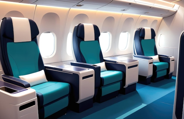 Lussuosi sedili in prima classe progettati per i viaggiatori d'affari che offrono comfort ed eleganza