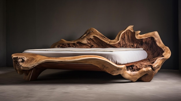 Lussuoso letto realizzato a mano in legno massiccio unico