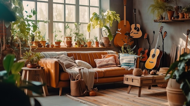 Lussuoso soggiorno in stile moderno con divano