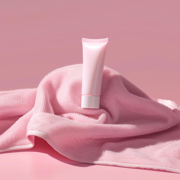 Lussuoso tubo di crema per il corpo su asciugamano rosa in stile Hallyu Wetcore