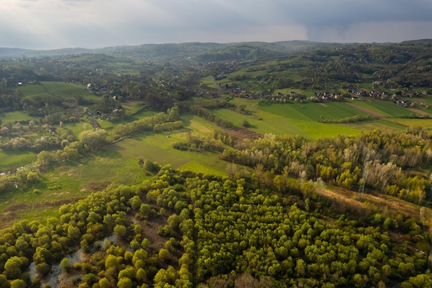 Lussureggiante campagna verde in Polonia in primavera