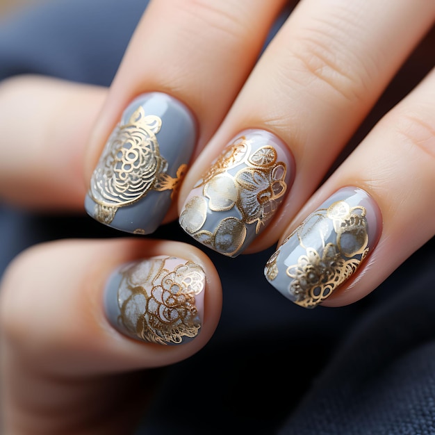 Lustrous Lace LaceInspired Nails Design Metallic Gold o Si Concept Idea Creative Art Photoshoot