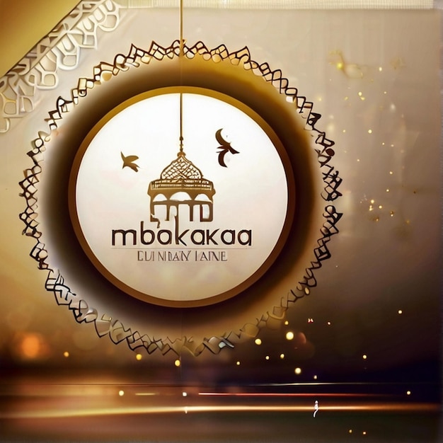 Luxury Eid Mubarak sfocare lo sfondo con lo sfondo di saluto di testo Eid Mubarik