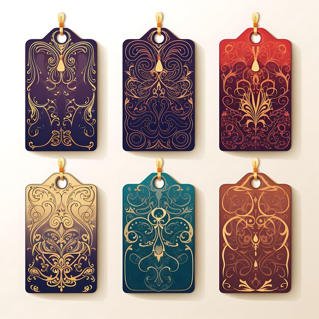 Luxury Home Decor Store Tag Card Suede Material Ornate Desig 2D Vector Design Collection Card Flat