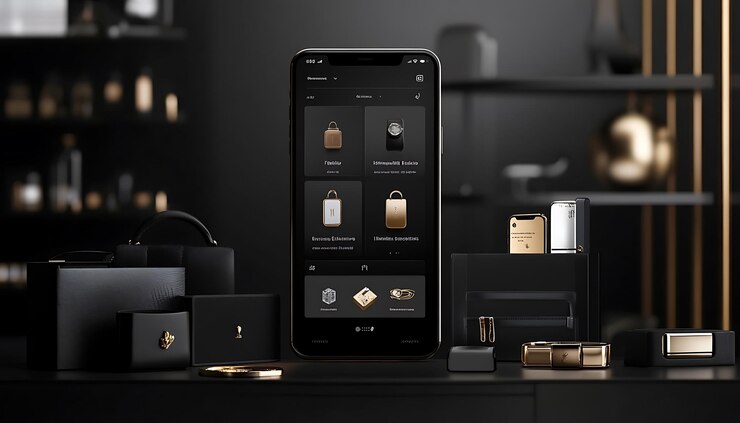 Luxury Items Online Shopping List and Mobile App Mockup Design