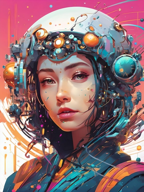 Lyra Vortexa bellissima giovane ragazza meccanica cyberpunk