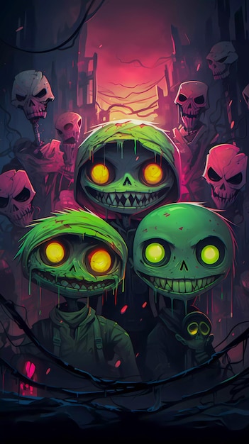 Macabre Sweets Scary Horror Candyskull Creatures in Nightmarish Illustration AI Generated