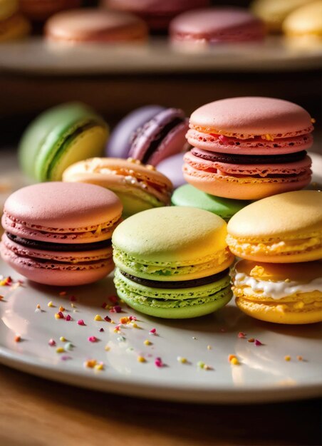 Macaron colorati su un piatto