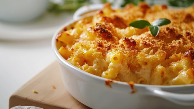 Macaroni al forno e casserola al formaggio su uno sfondo bianco