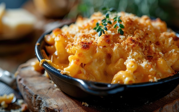 Macaroni e formaggio con briciole di pane.