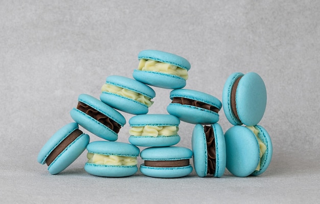 Macarons blu francesi tradizionali macarons blu con diversi ripieni