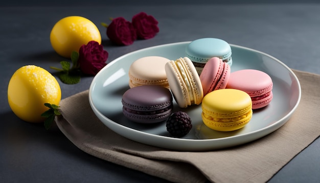 Macarons francesi di vista frontale deliziose torte