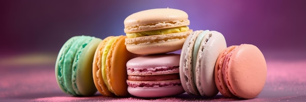 Macarons in colori pastello un dessert francese Generative AI