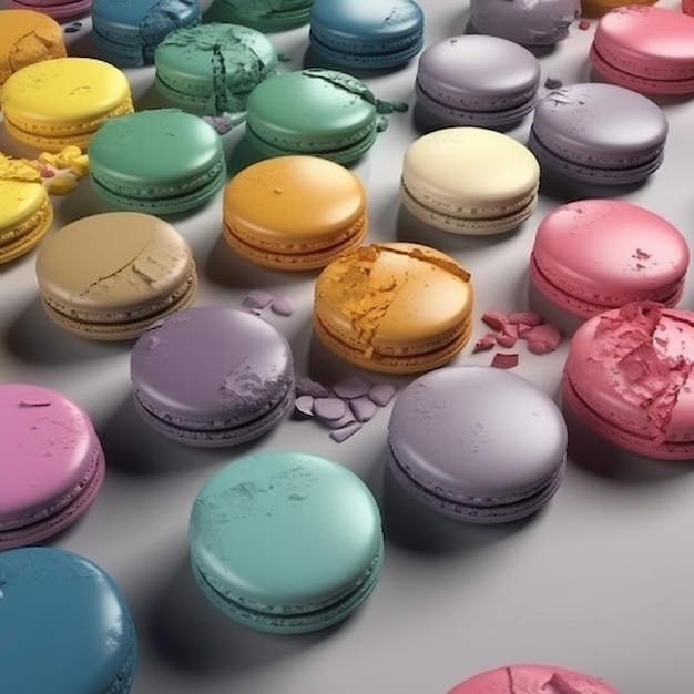 macarons tavolozza dei colori 3d rendering