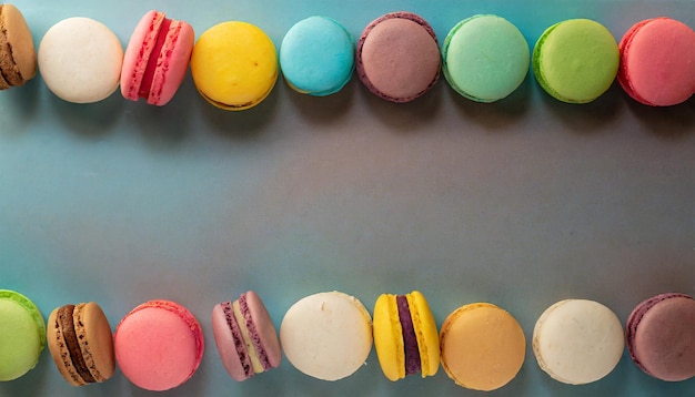 Macaroons biscotto francese sul tavolo visualizzare lo spazio di copia per il testo