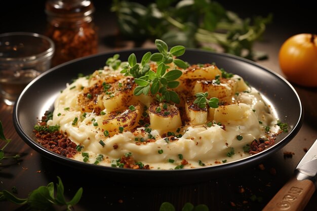 Maccheroni e formaggio al tartufo Migliora il classico comfort del piatto con l'aggiunta di tartufo nero un'armoniosa miscela di sapori Generato con AI