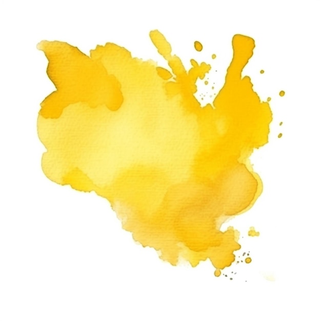 Macchia di acquerello giallo macchia su carta bianca con uno sfondo bianco generativo ai