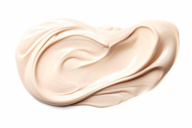 macchia di crema di bellezza beige su sfondo bianco