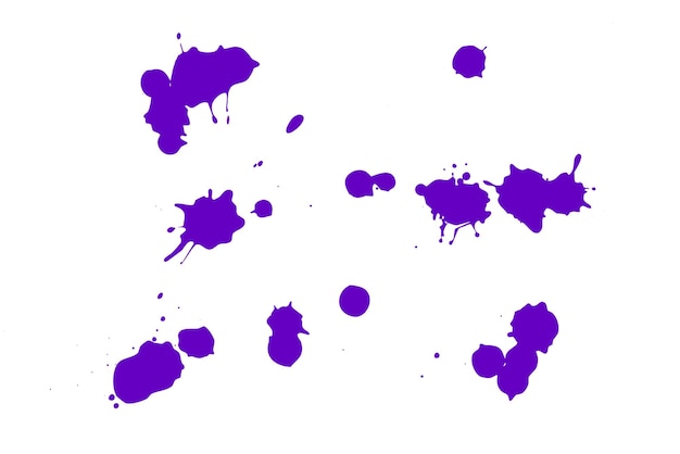 Macchia viola su sfondo bianco Macchie di inchiostro su un pezzo di carta