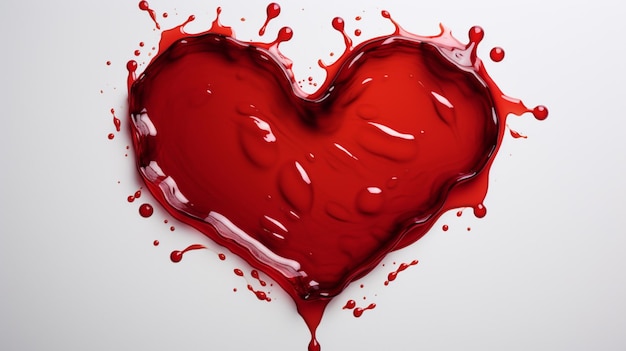 macchie d'acqua rosse che formano una forma astratta di un cuore