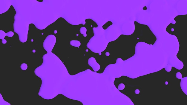 Macchie di liquido viola astratte di movimento, sfondo nero splash. Stile di illustrazione 3d elegante e di lusso per un modello moderno e hipster