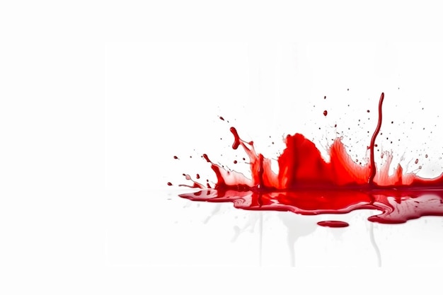 Macchie di sangue che gocciolano isolate su sfondo bianco concetto horror spaventoso di Halloween rosso sangue