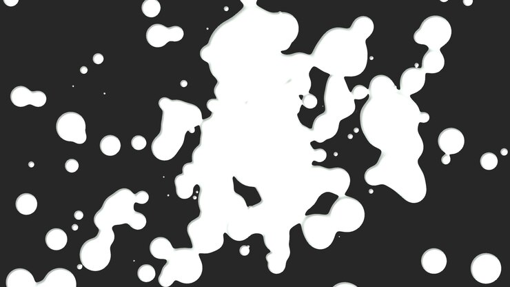 Foto macchie liquide bianche astratte di movimento, priorità bassa nera della spruzzata. stile di illustrazione 3d elegante e di lusso per un modello moderno e hipster