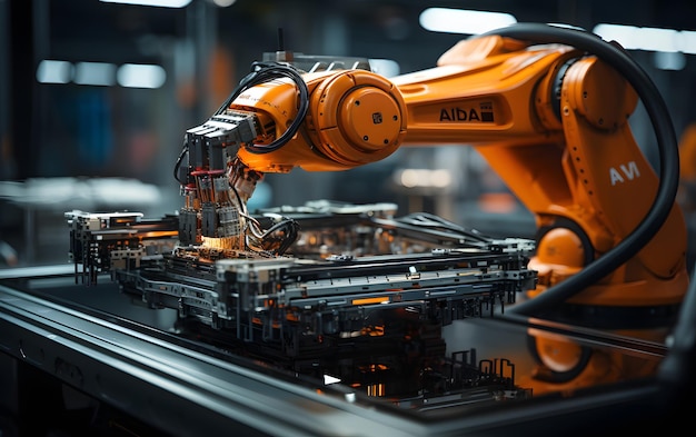 macchina a braccio di robot di automazione pesante in fabbrica intelligente industria futuristica