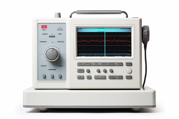 Macchina di ECG isolata su sfondo bianco Generativo Ai