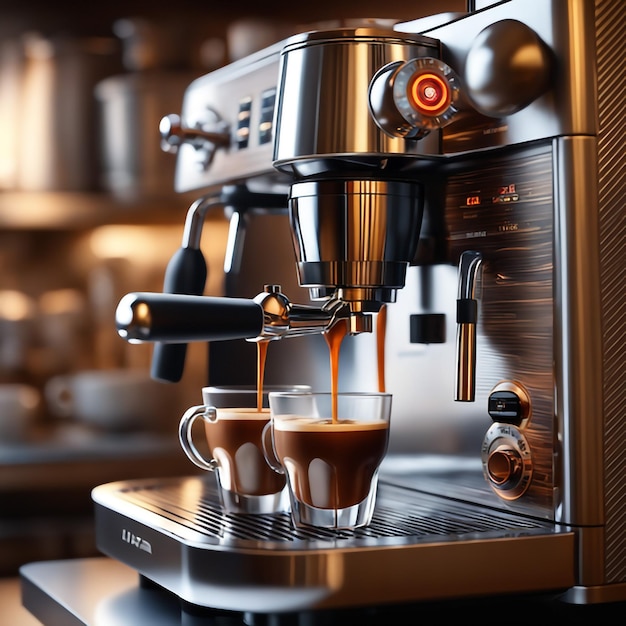 Macchina per caffè espresso professionale, composizione perfetta altamente dettagliata