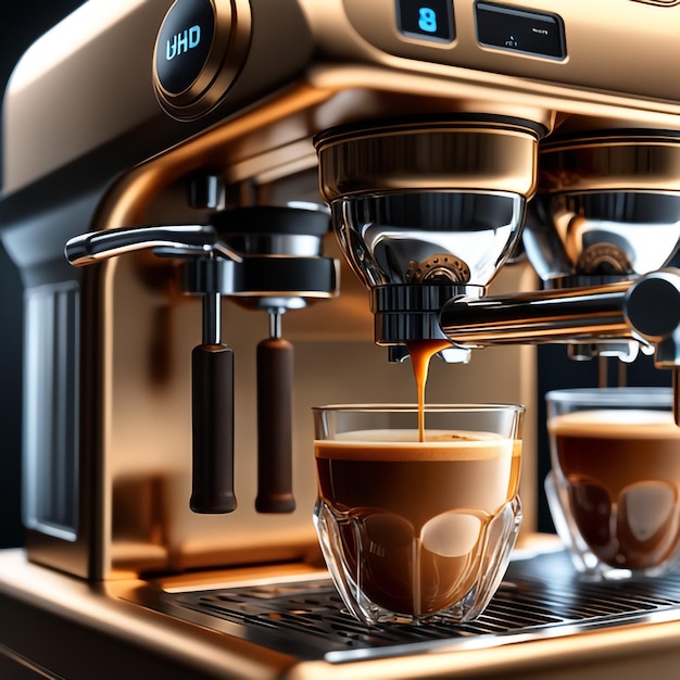 Macchina per caffè espresso professionale, composizione perfetta altamente dettagliata