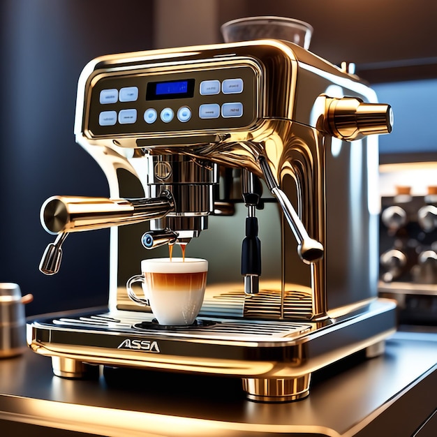 Macchina per caffè espresso professionale, composizione perfetta altamente dettagliata