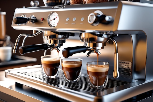 Macchina per caffè espresso professionale, composizione perfetta altamente dettagliata