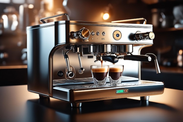 Macchina per caffè espresso professionale, composizione perfetta altamente dettagliata