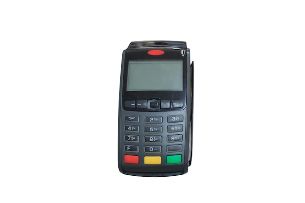 Macchina per carte di credito isolata su sfondo bianco