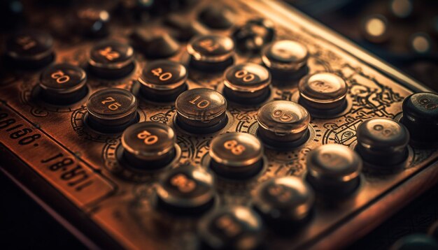 Macchine da scrivere obsolete con manopola della tastiera in metallo generata dall'intelligenza artificiale