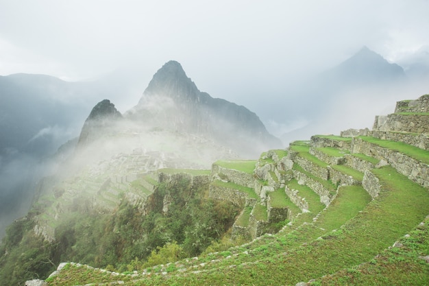 Machu Picchu con nebbia