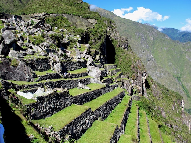 Machu Picchu rovine dell'Impero Inca nelle montagne delle Ande Perù Sud America