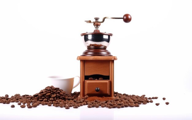 Macina da caffè a manovella manuale che elabora caffè aromaticamente ricco